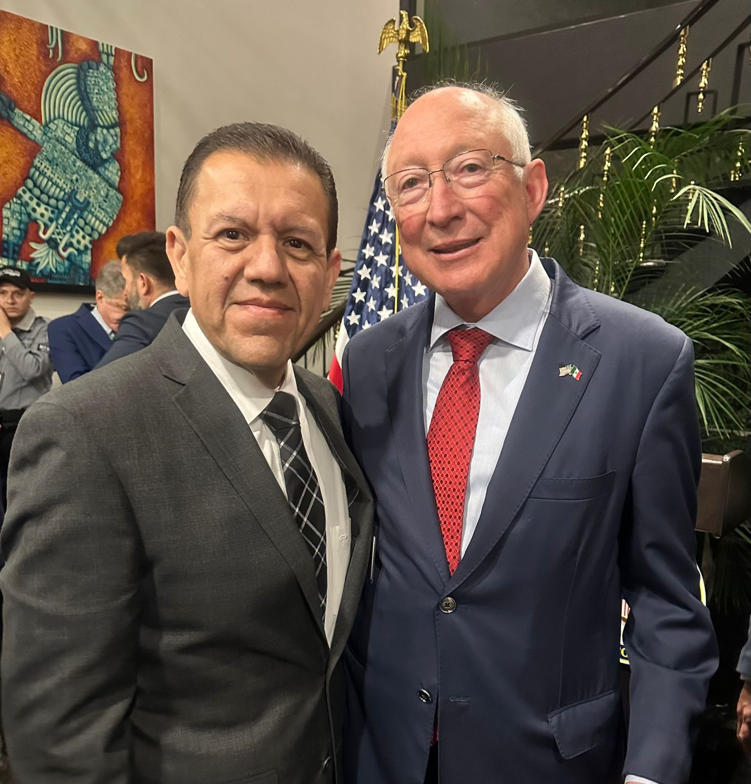 Juan Antonio Villa, Secretario de Seguridad de San Luis Capital, fortalece cooperación con embajador de EU y Canciller Mexicana