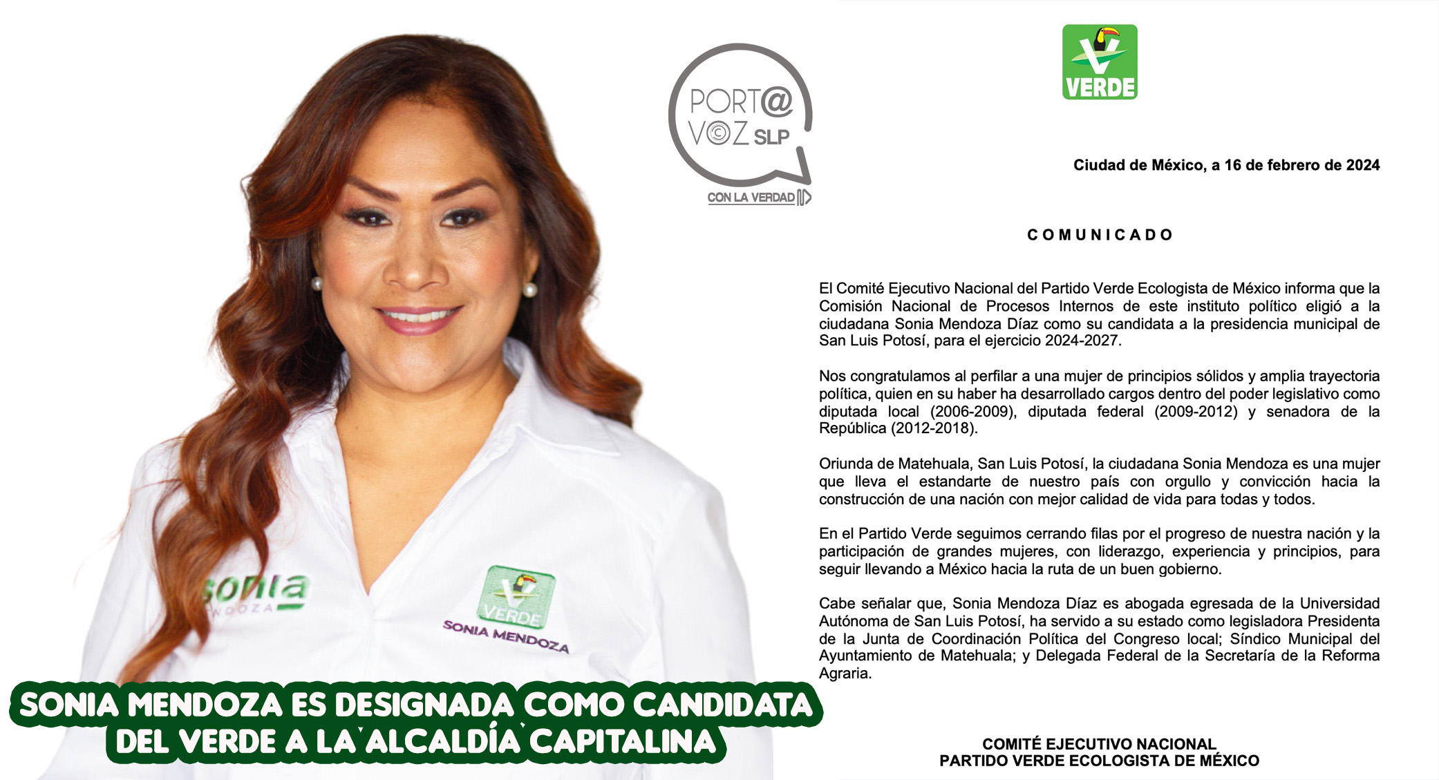 SONIA MENDOZA ES DESIGNADA COMO CANDIDATA DEL VERDE A LA ALCALDÍA CAPITALINA