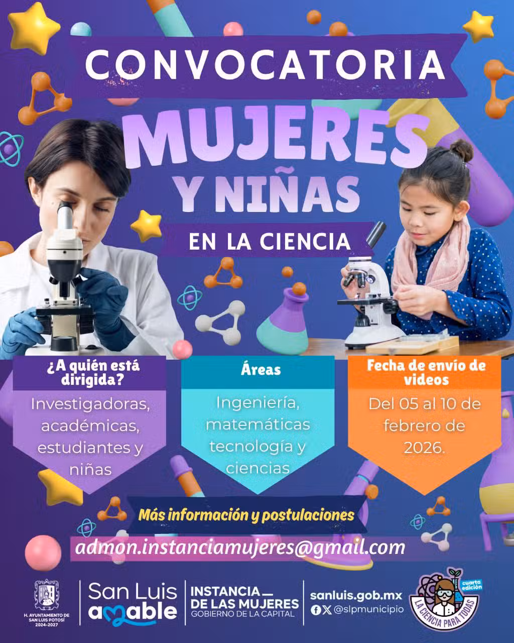 Lanzan convocatoria “La Ciencia para Todas” en San Luis Potosí para impulsar vocaciones científicas en niñas y adolescentes