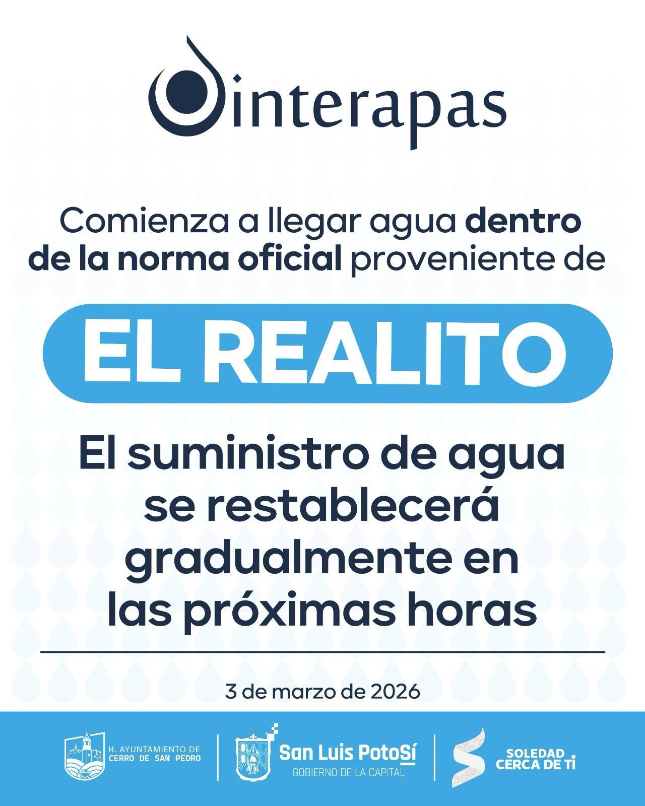 Agua de El Realito ya cumple con la norma de calidad: Interapas