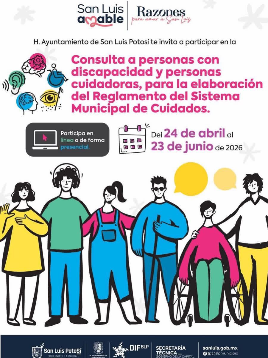 Invitan a población potosina a conformar el Reglamento del Sistema Municipal de Cuidados