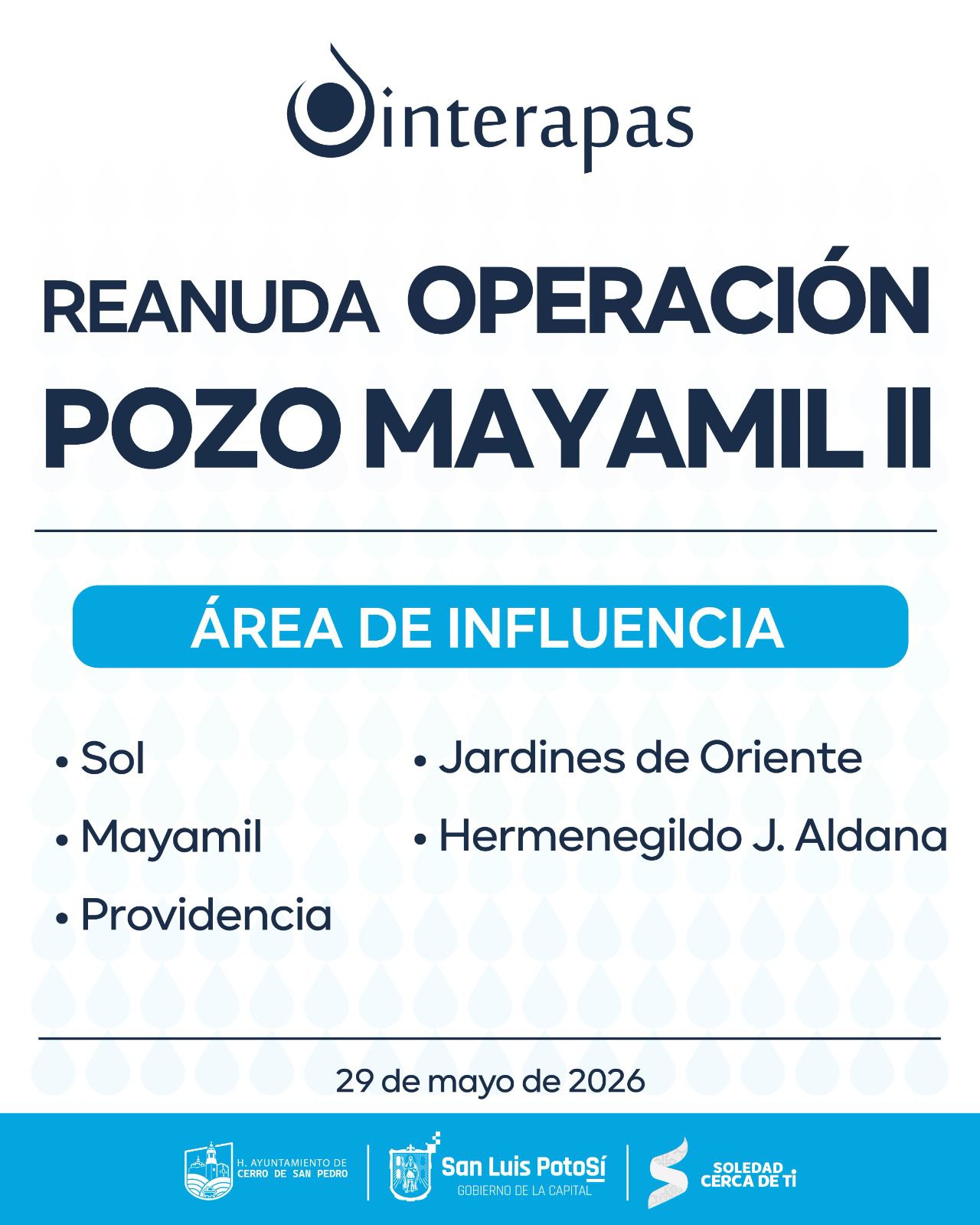 Interapas restablece el funcionamiento del pozo Mayamil