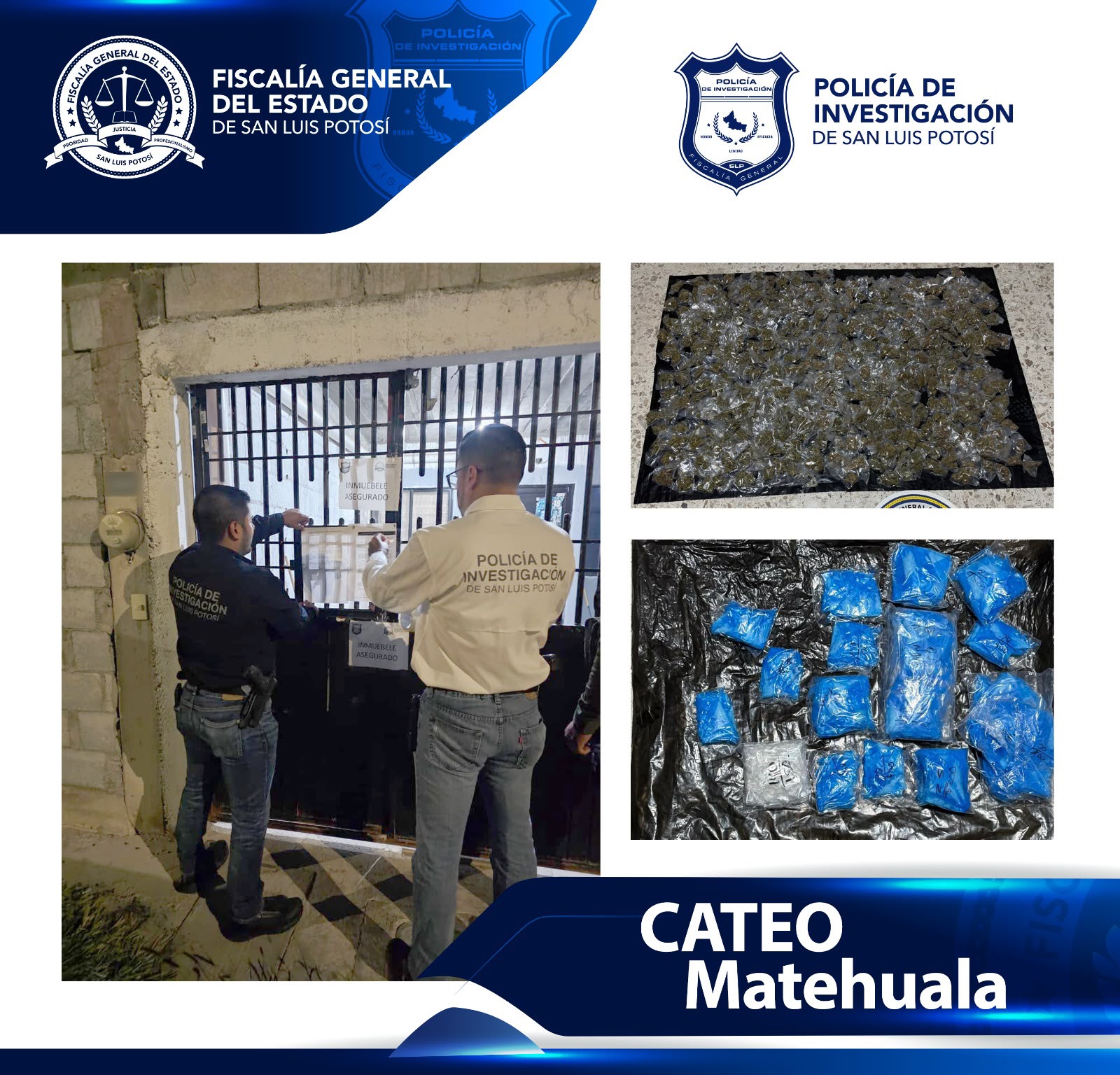 Ejecuta FGESLP cateo y asegura indicios en investigación por delitos contra la salud