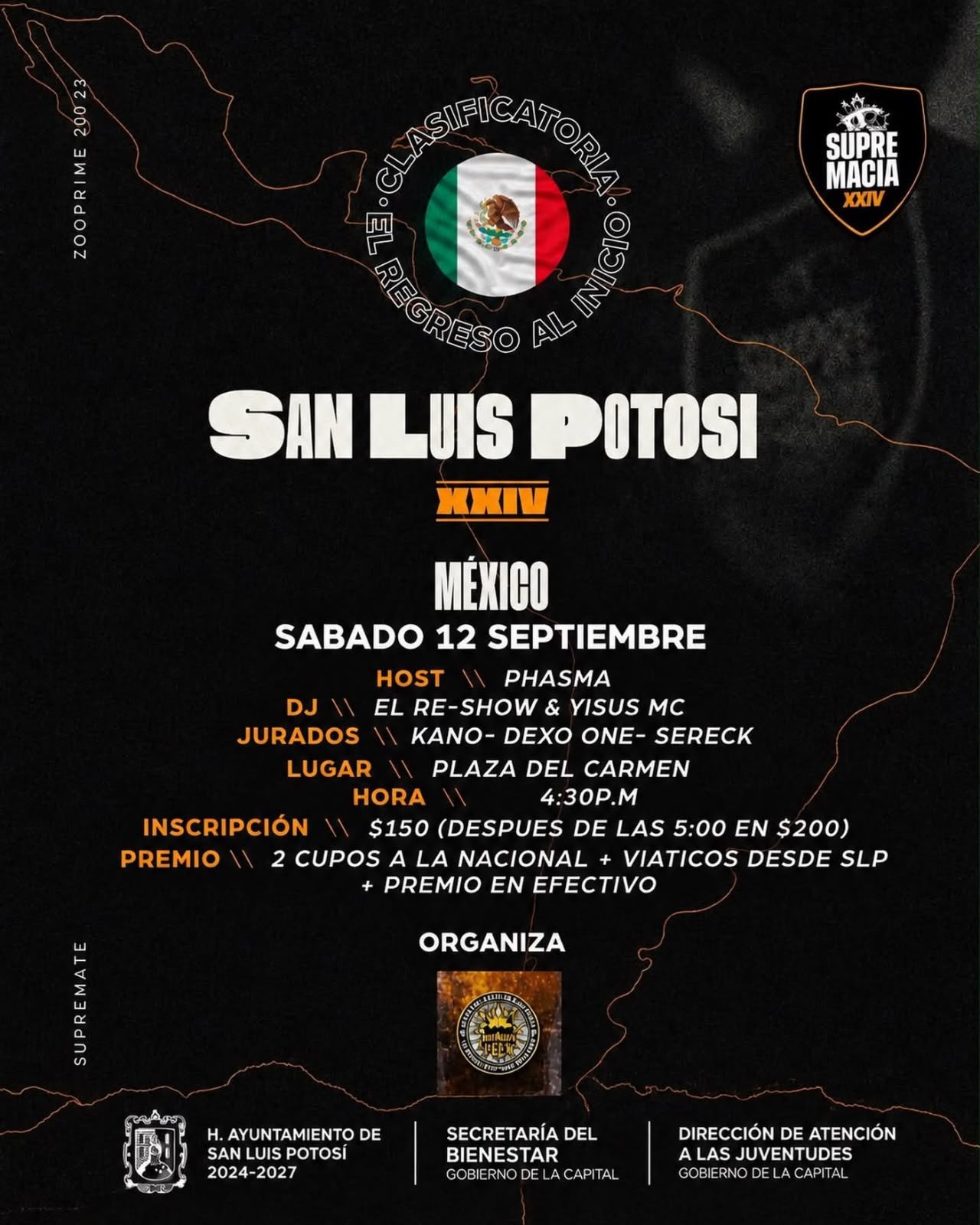 Invita Ayuntamiento Capitalino este sábado 12, al evento “SUPREMACÍA XXIV – San Luis Potosí”