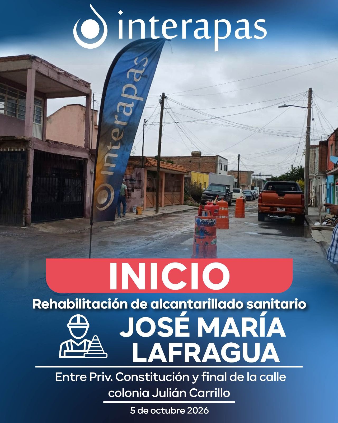 Interapas da continuidad a renovación de drenaje en la Julián Carrillo