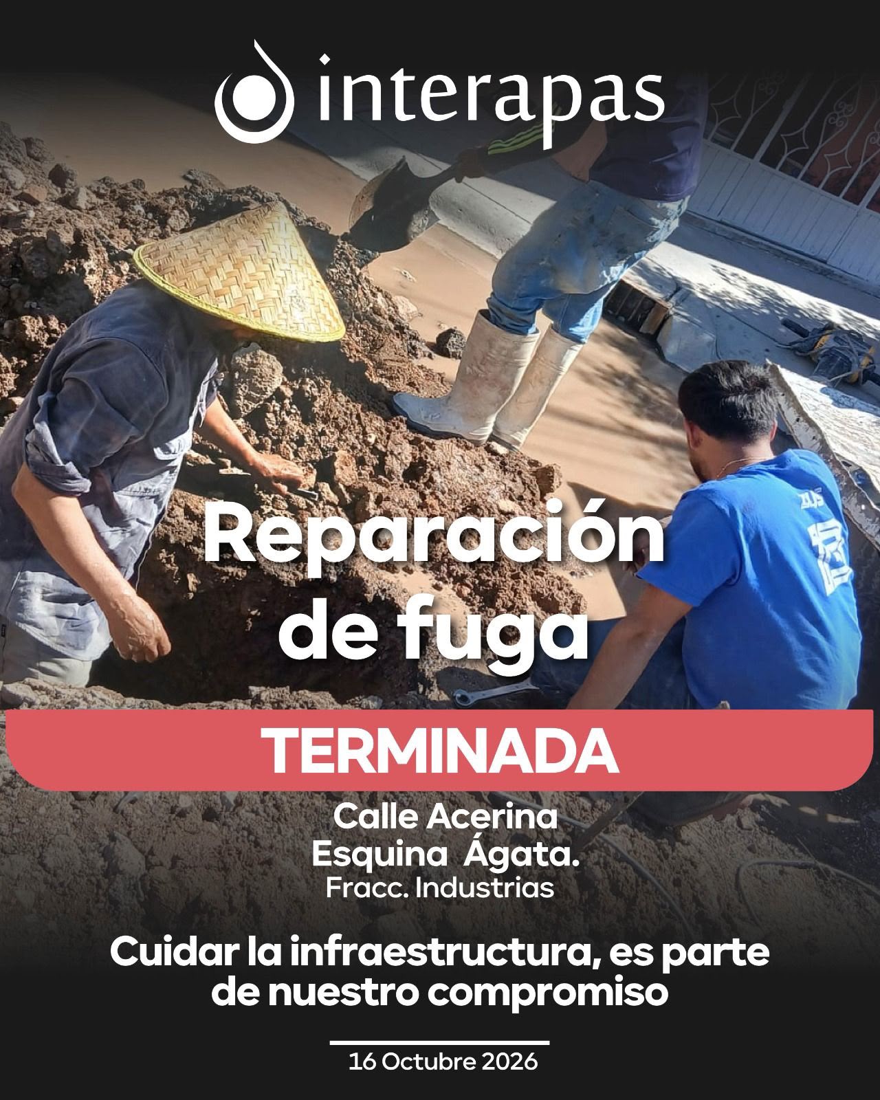 Interapas frena desperdicio de agua en fraccionamiento Industrias