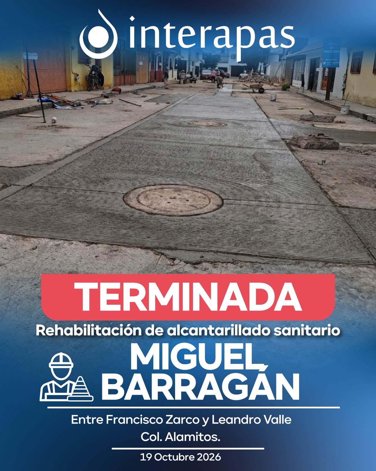 Listo primer tramo de renovación de drenaje en Miguel Barragán