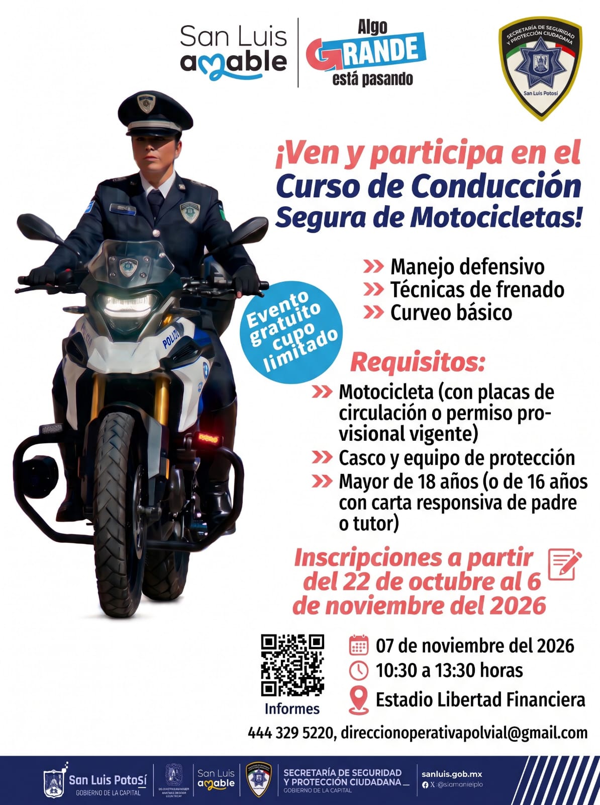 Policía Vial de la Capital abre fecha para curso de conducción segura de motocicleta